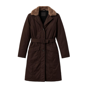 Prada Chocolate Brown Puffer Coat with real beaver Collar